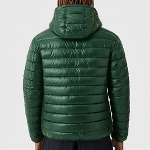 Wholesale Plus Size Canvas Cotton Padded <b>Warm</b> Winter Hooded <b>Waterproof</b> Bubble <b>Jacket</b> Custom Printed Front Logo Lightweight Men's - Product Image 6