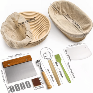 Set di Cestelli per Lievitazione Rotondi da 9 Pollici e Ovali da 10 Pollici, Strumenti Essenziali per la Cottura di Pane e Pasticceria - Product Image 4