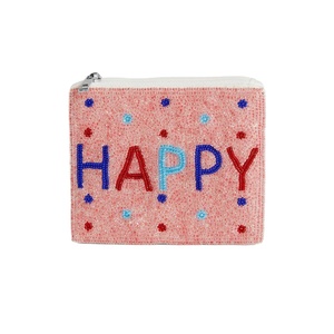 Monedero Happy, billetera personalizada con cuentas de semillas, hermoso regalo para mamá, diseño de corazones para niñas - Product Image 1