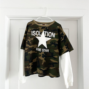 เสื้อยืดแขนสั้นลายพรางทรงโอเวอร์ไซส์ คอกลม ผู้ชาย สไตล์ลำลอง เนื้อผ้าเจอร์ซีย์ ระบายอากาศดี สไตล์สตรีท โลโก้ด้านหน้า - Product Image 1