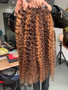 deep <b>curly</b> wavy Remy Human Hair <b>Bundle</b> with 13*4 Frontal closure - Product Image 6