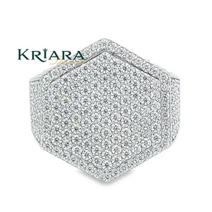 Anillo Unisex de Plata 925 con Diamantes Cultivados en Laboratorio, Forma Hexagonal, Estilo Hiphop, para Uso Diario - Product Image 3