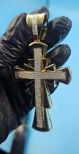 Colgante de Cruz VVS Moissanite, Joyería Cristiana, Colgante de Plata 925 con Incrustaciones, Colgante Hip Hop, Regalos de Cumpleaños, Joyería Religiosa de Jade - Product Image 3