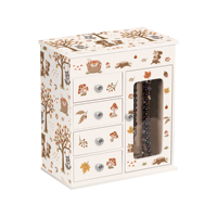 Boîte à bijoux en bois à manivelle multi-tiroirs de style antique avec carrousel et boîte à musique, durée de son 120 secondes - Cadeau de Noël