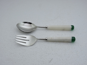 stainless steel salad <b>server</b> pair resin handle serving spoon fork for <b>buffet</b> counter food service tableware export trade - Product Image 2