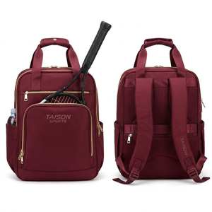 Premium TAISON SPORTS 600D PU Tennis Bag 500 GSM Burgundy Racket <b>Backpack</b> <b>Gold</b> Zipper 30-40L Multi Panel Design Custom Heat - Product Image 1