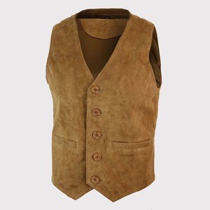 เสื้อกั๊กหนังกลับสไตล์วินเทจสำหรับผู้ชาย สไตล์เรโทร - Product Image 1