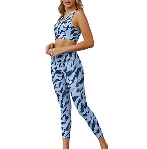 Women's Yoga Activewear 2-Piece Set with <b>Spandex</b>/Polyester Breathable Fabric Sleeveless Calf-Length <b>Pants</b> for Exercise & Fitness - Product Image 3