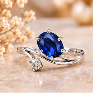 925 Sterling <b>Silver</b> Blue Sapphire <b>Ring</b>, Faceted Blue Gemstone Jewelry, Elegant <b>Statement</b> <b>Ring</b>, Women’s Gift - Product Image 3