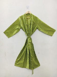 Women Floral Printed <b>Satin</b> <b>Robe</b> Long Sleeve Full Length Slash Neck Drawstring Closure Casual Spring Wear - Product Image 5