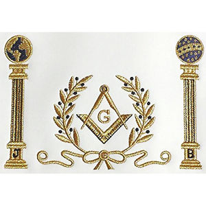 Delantal Masónico de Alta Calidad para Maestros Masónicos, con Insignia Bordada y Lentejuelas Cosidas, Disponible para la Venta - Product Image 1