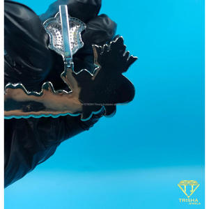 <b>Custom</b> Crown Logo <b>Name</b> Pendant Iced Out <b>Necklace</b> Lab Grown Diamond Hip Hop Jewelry Gift - Product Image 4