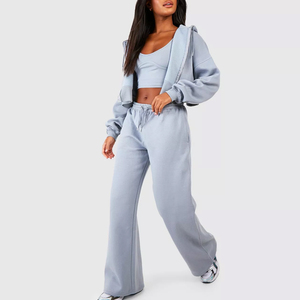 Jimieson Apparel Custom Women Running Jacket Set <b>Zip</b>-<b>Up</b> <b>Crop</b> Top Hoodie Drawstring Pants Lightweight Polyester/Cotton Quick Dry - Product Image 2