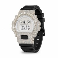 Montre numérique de luxe pour femme, boîtier en strass, bracelet en caoutchouc, forme ronde, lunette en diamant, affichage blanc
