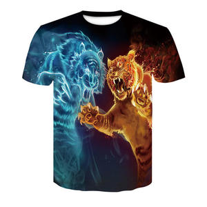 Camiseta de Manga Corta con Estampado de León, Sublimada, Cuello Redondo, Unisex, Corte Regular, Informal, Tejido de Poliéster, Transpirable, para Todas las Temporadas - Product Image 3