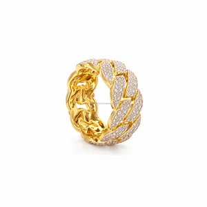 Anillo de Cóctel de Moissanita Chapado en Oro de Lujo AMBER JEWELS, Engaste de Puntas, Forma Geométrica, Unisex, Uso Diario - Product Image 1