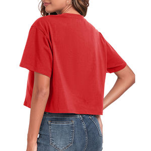 T-shirt court oversize tendance pour femme, coupe ample, décontracté, streetwear, manches courtes, en coton doux, confortable à porter - Product Image 4