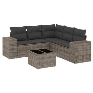 Grey <b>Rattan</b> Garden <b>Sofa</b> Set With Cushions Outdoor Furniture Contemporary Design - Product Image 2