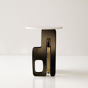 Mesa de Cóctel Clásica de Aluminio de Alta Calidad, Mueble Premium con Detalles Metálicos, Mesa Auxiliar para el Hogar, Hotel, Vino y Bebidas, Latón - Product Image 2