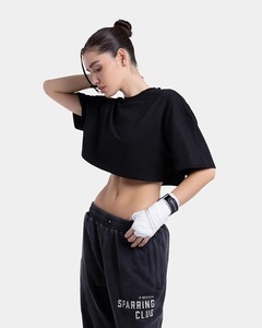 Camiseta Oversize de Mujer con Bloques de Color, Hombros Caídos, Manga Corta, Cuello Redondo, Estilo Casual Urbano de Algodón - Product Image 5
