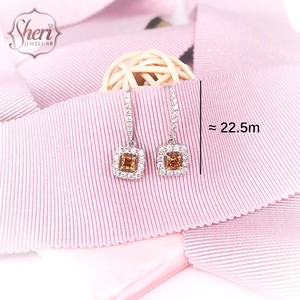 [Sheri Jewels] Pendientes de Diamantes Amarillos Naturales con Halo de Oro Blanco y Amarillo Sólido de 18K, Color Amarillo Elegante, para Mujer - Product Image 2