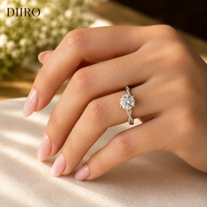 Anillo de Compromiso de Plata de Ley 925 para Mujer, Corte Brillante Redondo, Banda Trenzada, Anillo de Propuesta Clásico con Moissanita - Product Image 3