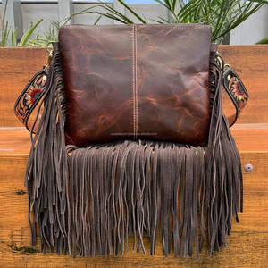 Customization Large Capacity Women Hand Tooled Cowhide Leather Fringe Crossbody Shoulder Bag Luxury Design Floral Zipper Handbag - Product Image 5