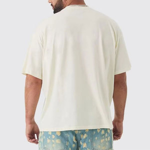 <b>Men's</b> Cream Oversized Cotton Jersey <b>T</b>-<b>Shirt</b> O-Neck Short Sleeve <b>Floral</b> Print Casual Style Breathable Fit - Product Image 5