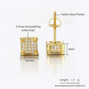 14K White Gold Lab Grown Diamonds Hip Hop Stud <b>Earrings</b> Iced 3D Square Cube Yellow Rose Gold Wedding IGCI Certified Screw Back - Product Image 3