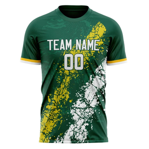 Camiseta de Fútbol Personalizada para Hombre, Verde, Amarillo y Blanco, Sublimada, Cuello Redondo, Manga Corta, Absorbe la Humedad, Ropa Deportiva para Equipo - Product Image 5