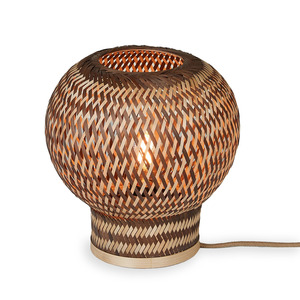 Lámpara de mesa decorativa para cafetería, restaurante, decoración hecha a mano, lámparas de mesa de bambú, luces de escritorio redondas tejidas - Product Image 1