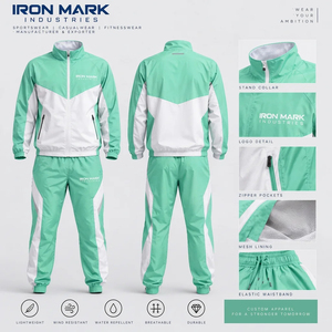 ชุดวอร์ม IRON MARK INDUSTRIES สีเขียวขาว ลายพิมพ์  พร้อมเชือกผูกฮู้ด น้ำหนักเบา กันลม ระบายอากาศได้ดี - Product Image 6