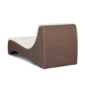Modern Outdoor Sun Lounger with PE Rattan Frame and Polyester <b>Cushion</b> Solid <b>Back</b> Design for Patio Use - Product Image 6