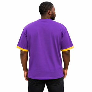 Men's Solid for Short Sleeve T-Shirt <b>Yellow</b> Contrast Trim Regular Fit Casual O-Neck 100% Cotton Quick Dry Eco-Friendly - Product Image 4