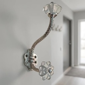 Beads Art Handcrafted Cast Iron <b>Coat</b> and Hat Hooks with Crystal Melon Knob [CIH 218] Premium Quality Wall Mounted Hooks & Rails - Product Image 3