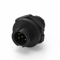 Connecteur industriel étanche IP67, type à souder, boîtier en nylon, contact en laiton 5 broches, verrouillage arrière mâle, 2A 250V, 10M Ohm max.
