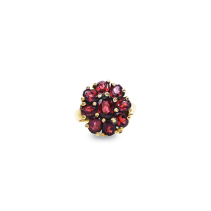 Garnet Cluster Bohemia Flower Design Rose Gold Plated Brass <b>Statement</b> <b>Ring</b> - Product Image 1