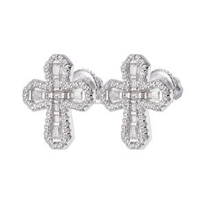 Moissanite <b>Diamond</b> Cross <b>Earrings</b> 925 Sterling Silver Stud <b>Earrings</b> for Women Sparkling Jewelry Gift - Product Image 1