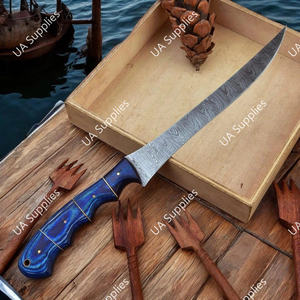 Cuchillo de filetear profesional hecho a mano de acero de Damasco con mango de madera Pakka de 7 pulgadas, ajustable para ambidiestros, afilado como una navaja, OEM - Product Image 2