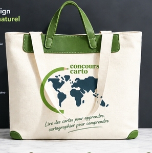 Sacs en toile personnalisés très demandés, avec poignée en toile et PU, ouverture large, sans doublure - Product Image 2