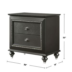 Comodino grigio metallizzato massello in legno di gomma con 2 cassetti - Product Image 4
