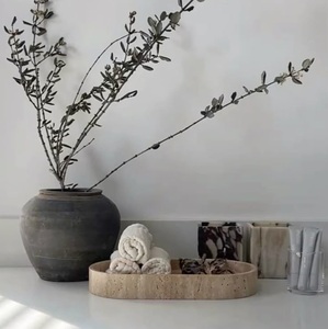 White Marble <b>Vanity</b> Tray Luxury Bathroom Organizer Decorative Stone Serving Tray Modern Home Countertop Decor TOWEL BATHROOM NEW - Product Image 2