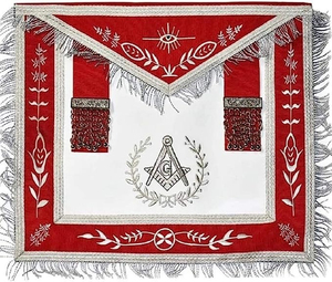 Wholesale Custom Master Masonic Regalia <b>Apron</b> Elegant Silver Embroidery Square Pattern on Royal Blue Fabric <b>White</b> Lodge <b>APRON</b> - Product Image 4
