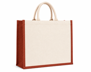 กระเป๋าผ้าแคนวาสอามานี จู๊ต ขนาด 14x16x6 นิ้ว สีแดงครีม พิมพ์ลายสกรีน หูหิ้วขนาด 6 นิ้ว - Product Image 3