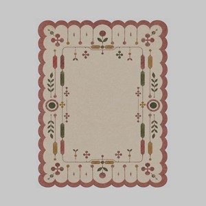 Tapis décoratif en laine/coton à motifs abstraits, tufté à la main, antidérapant, avec bordure festonnée, moderne, pour salon et chambre à coucher - Product Image 4