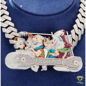 Collar de Plata de Ley 925 con Colgante Familiar de Dibujos Animados de Lujo con Diamante Moissanite VVS - Product Image 2