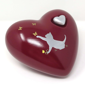 Urne commémorative pour cendres en forme de cœur marron avec empreinte de patte dorée et mini-cœur, en laiton/aluminium pour cendres funéraires - Product Image 4