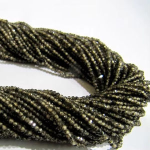 Cuentas de circonia verde oliva natural sin tratar, facetadas en forma de rondel, de 2 mm, hebra de 13 pulgadas de largo. - Product Image 3