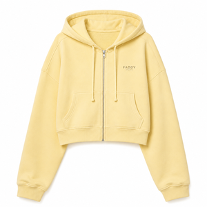 Custom Logo Women's <b>Cropped</b> <b>Zip</b> <b>Up</b> Hoodie Oversized Fleece Cotton Casual Streetwear Ladies Short Hooded Sweatshirt Wholesale - Product Image 2