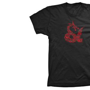 T-shirt en tricot noir à manches courtes pour homme avec imprimé graphique D20 rouge, col rond, coupe oversize, décontracté, 100 % coton - Product Image 4